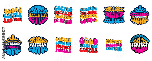 Simple Retro Coffee Phrases, Quotes Bundle Vector Illustration for Magazine, Bookmark, Gift Card