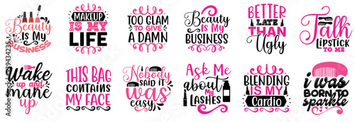 Classic Makeup Calligraphic Lettering, Calligraphy Set Vector Illustration for Icon, Vouchers, Sticker