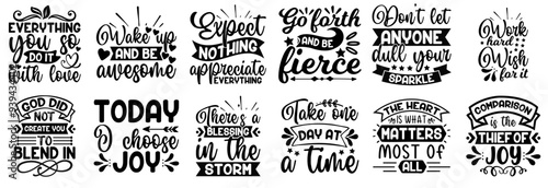 Elegant Inspirational Typography, Calligraphic Lettering Bundle Vector Illustration for Banner, Bookmark, Mug Design