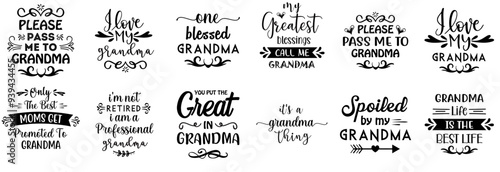Elegant Grandma Quotes, Typography Pack Vector Illustration for Icon, Banner, Announcement