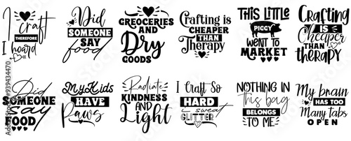 Cute Funny Tote Bag Calligraphic Lettering, Phrases Set Vector Illustration for Greeting Card, Advertising, Flyer photo