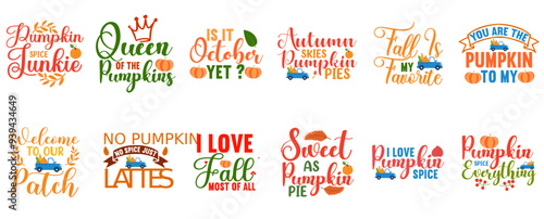 Decorative Fall Invitation, Inscriptions Collection Vector Illustration for Bookmark, Flyer, Logo