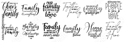Decorative Family Labels And Badges, Quotes Bundle Vector Illustration for Motion Graphics, Announcement, Advertising