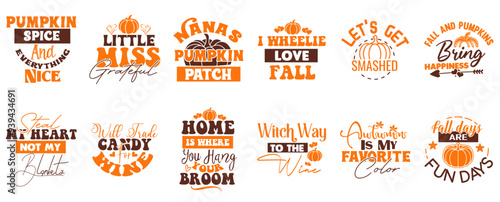 Classic Fall Inscriptions, Typography Bundle Vector Illustration for Icon, Motion Graphics, Postcard