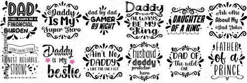 Colourful Daddy Labels And Badges, Quotes Bundle Vector Illustration for Greeting Card, Advertisement, Printing Press