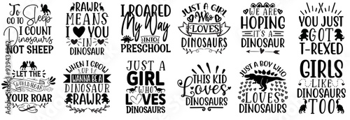 Cute Dinosaur Calligraphy, Labels And Badges Set Vector Illustration for Advertising, Vouchers, Social Media Post