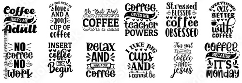 Colourful Coffee Calligraphy, Trendy Retro Style Illustration Bundle Vector Illustration for Gift Card, Brochure, Vouchers