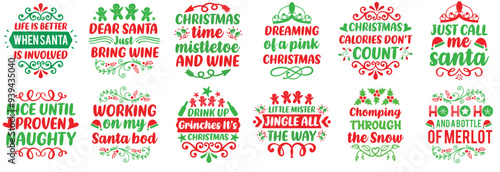 Minimalist Christmas Quotes, Trendy Retro Style Illustration Collection Vector Illustration for Sticker, Gift Card, Postcard