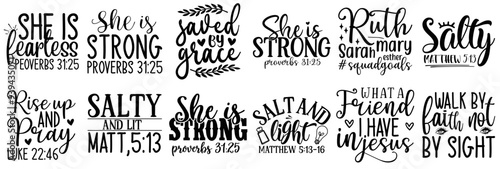 Creative Christian Calligraphic Lettering, Typographic Emblems Set Vector Illustration for Logo, Bookmark, Sticker