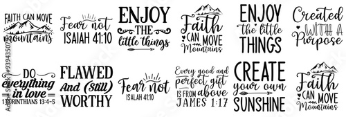 Minimalist Christian Calligraphy, Phrases Collection Vector Illustration for Postcard, Decal, Printing Press