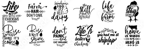 Elegant Chicken Quotes, Calligraphy Set Vector Illustration for Infographic, Announcement, Printing Press