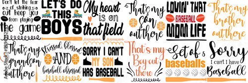 Minimal Baseball Phrases, Inscriptions Set Vector Illustration for Label, Holiday Cards, Advertising
