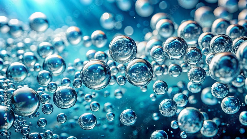 Close up of sparkling water bubbles creating a refreshing and pure aesthetic Close up of sparkling water bubbles creating a refreshing and pure aesthetic