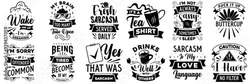 Creative Sarcastic Trendy Retro Style Illustration, Phrases Pack Vector Illustration for Printing Press, Holiday Cards, Wrapping Paper