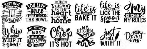 Cute Kitchen Invitation, Labels And Badges Bundle Vector Illustration for Greeting Card, T-Shirt Design, Banner