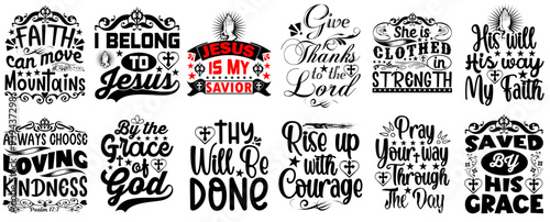 Minimalist Jesus Hand Lettering, Typographic Emblems Bundle Vector Illustration for Gift Card, Icon, Stationery