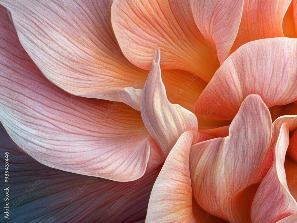 Close-Up of Delicate Orange and Pink Flower Petals in Bloom Highlighting Nature's Elegance Close-Up of Delicate Orange and Pink Flower Petals in Bloom Highlighting Nature's Elegance
