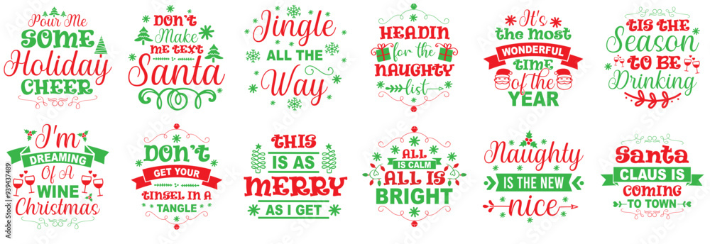 Colourful Funny Christmas Trendy Retro Style Illustration, Calligraphy Collection Vector Illustration for Newsletter, Banner, Presentation Colourful Funny Christmas Trendy Retro Style Illustration, Calligraphy Collection Vector Illustration for Newsletter, Banner, Presentation