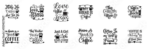 Classic Coffee Tshirt Labels And Badges, Hand Lettering Bundle Vector Illustration for Packaging, Vouchers, Bookmark