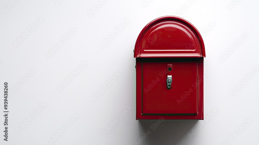 A single, closed red mailbox isolated on a white background A single, closed red mailbox isolated on a white background