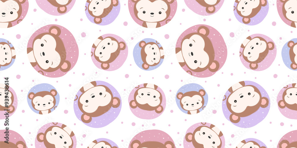 Cute little monkey seamless pattern, wallpaper, seamlessly Cute little monkey seamless pattern, wallpaper, seamlessly