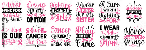 Vibrant Breast Cancer Quotes, Trendy Retro Style Illustration Set Vector Illustration for Vouchers, Gift Card, Social Media Post