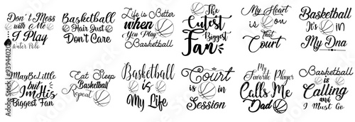 Modern Basketball Inscriptions, Quotes Set Vector Illustration for Brochure, Greeting Card, Advertisement