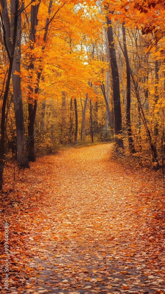 Fototapeta premium A Forest Path in Autumn