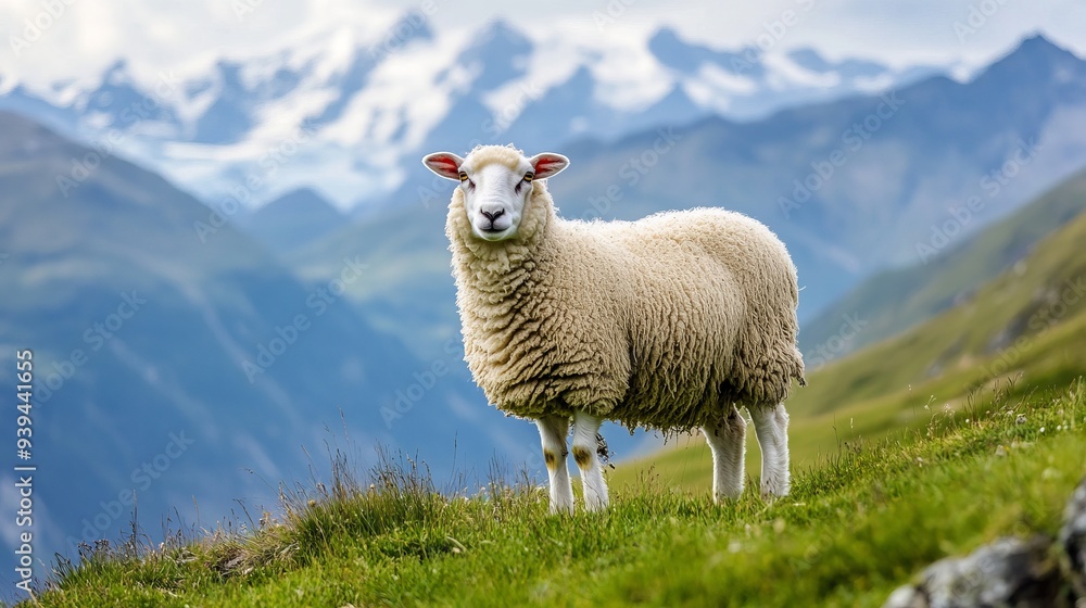 Cute welsh sheep on the high alpine pasture in Switzerland Cute welsh sheep on the high alpine pasture in Switzerland