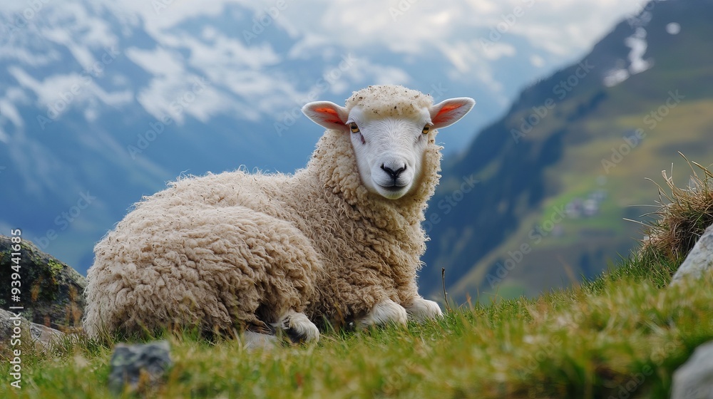 Obraz premium Cute welsh sheep on the high alpine pasture in Switzerland