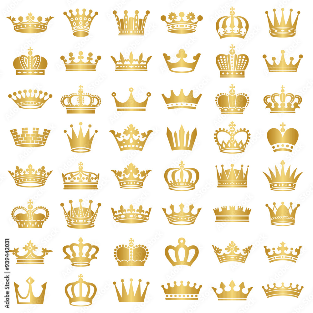 Set of golden gradient crowns templates Set of golden gradient crowns templates