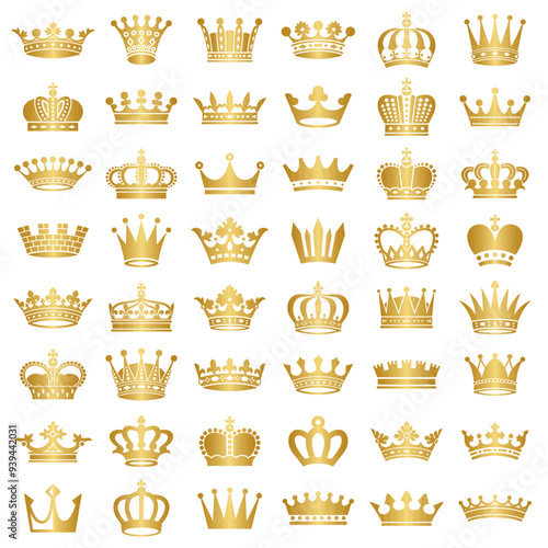Set of golden gradient crowns templates
