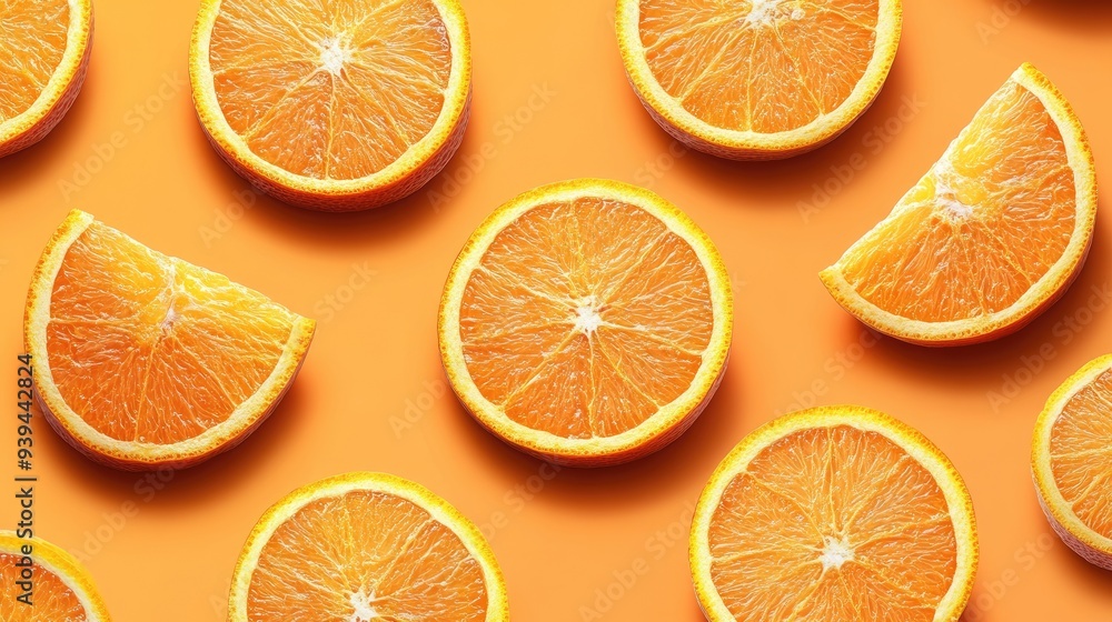 A vivid orange slice pattern set against an orange background,