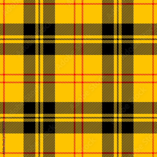 two thick black and two thin red yellow tartan seamless vector pattern