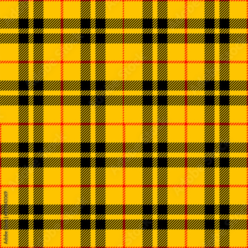 two thick black and one thin red yellow tartan seamless vector pattern