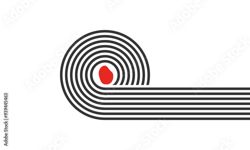 curved parallel lines, meditation zen garden top view or life balance vector illustration, river stream abstract