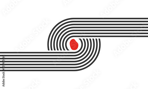 curved parallel lines, meditation zen garden top view or life balance vector illustration, river stream abstract