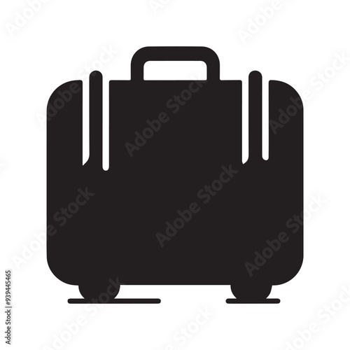 Simple Black Silhouette of a Suitcase, Icon for Travel, Baggage, and Vacation Planning.