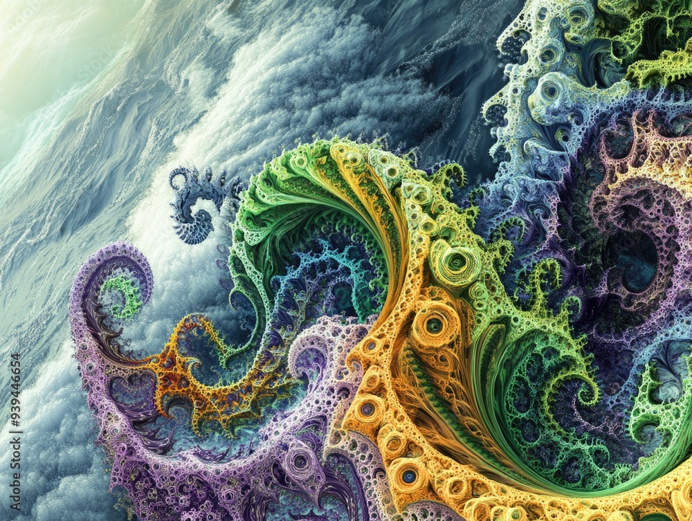Colorful Fractal Patterns in Nature-Inspired Abstract Art, Vibrant Digital Artwork Colorful Fractal Patterns in Nature-Inspired Abstract Art, Vibrant Digital Artwork