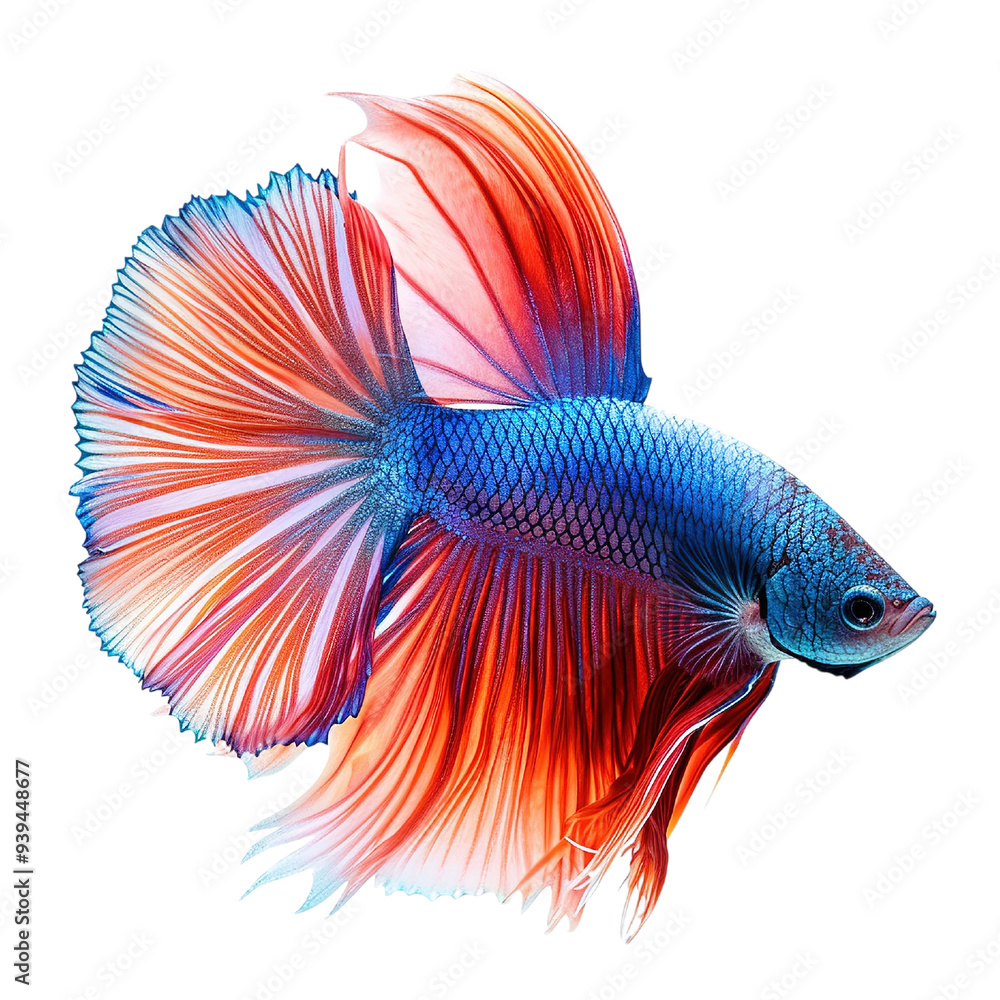 A beautiful blue and red halfmoon betta fish with a long tail A beautiful blue and red halfmoon betta fish with a long tail