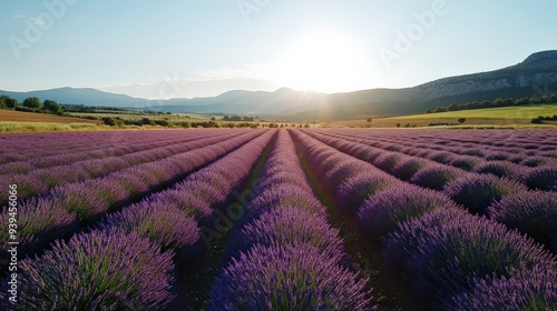 The serene beauty of the lavender fields in full bloom under a day in Provence, France