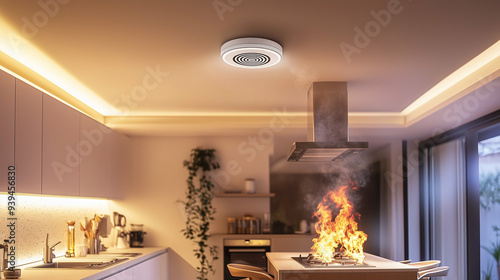 Kitchen Fire with Smoke Detector Activated