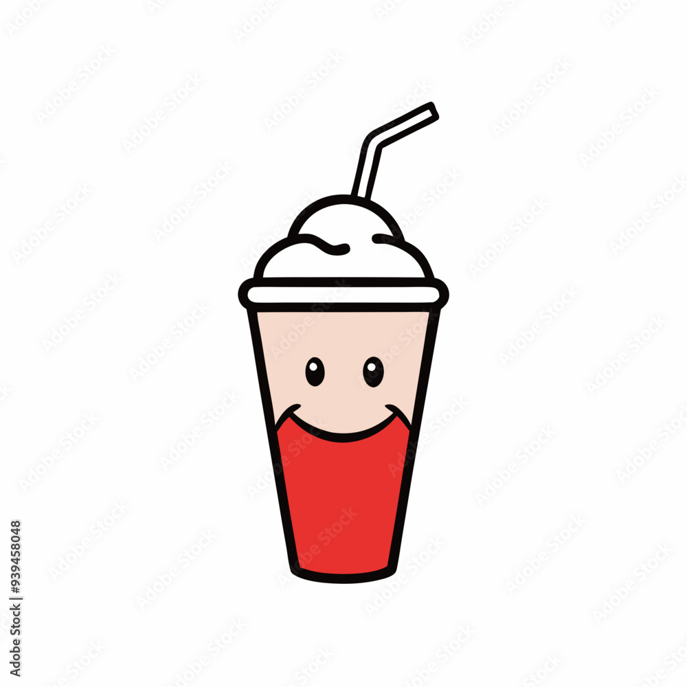 An attractive, popular logo of a milkshake for diners. white background An attractive, popular logo of a milkshake for diners. white background