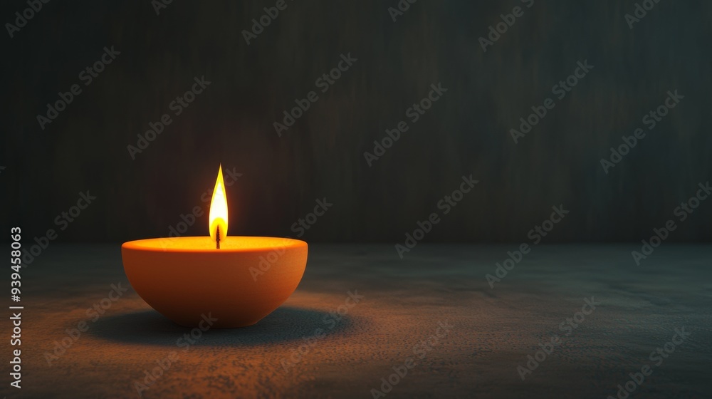 Illuminated diya lamp in a dark room, spiritual ambiance, 3D illustration Illuminated diya lamp in a dark room, spiritual ambiance, 3D illustration
