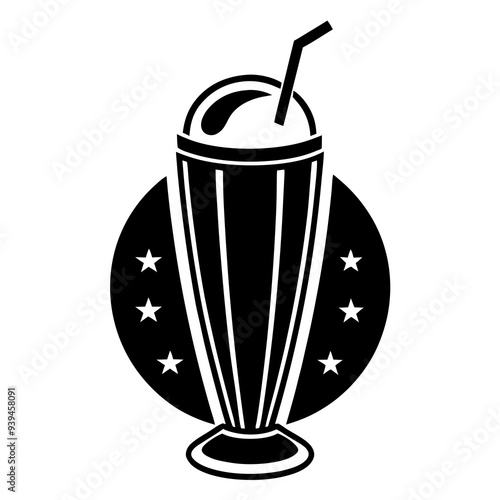 An attractive, popular logo of a milkshake for diners. white background