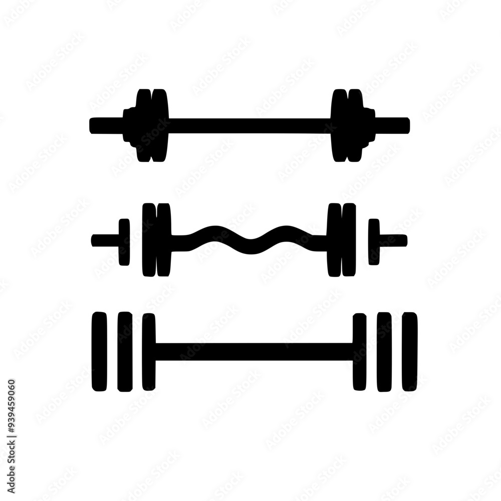 Barbells icon dumbbell isolated on white Barbells icon dumbbell isolated on white