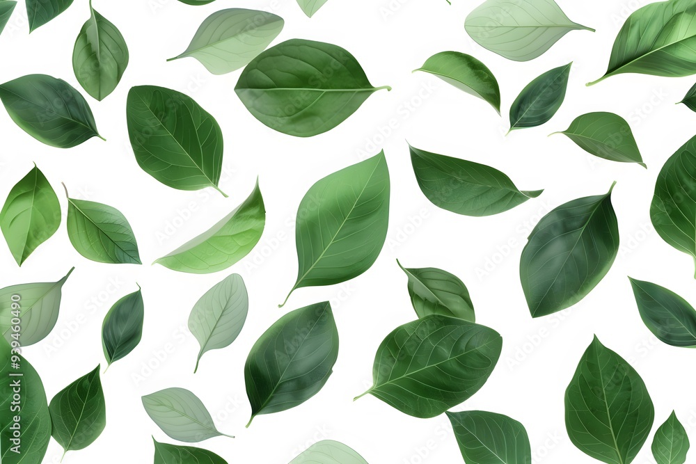 A vibrant assortment of green leaves isolated on a white background. A vibrant assortment of green leaves isolated on a white background.