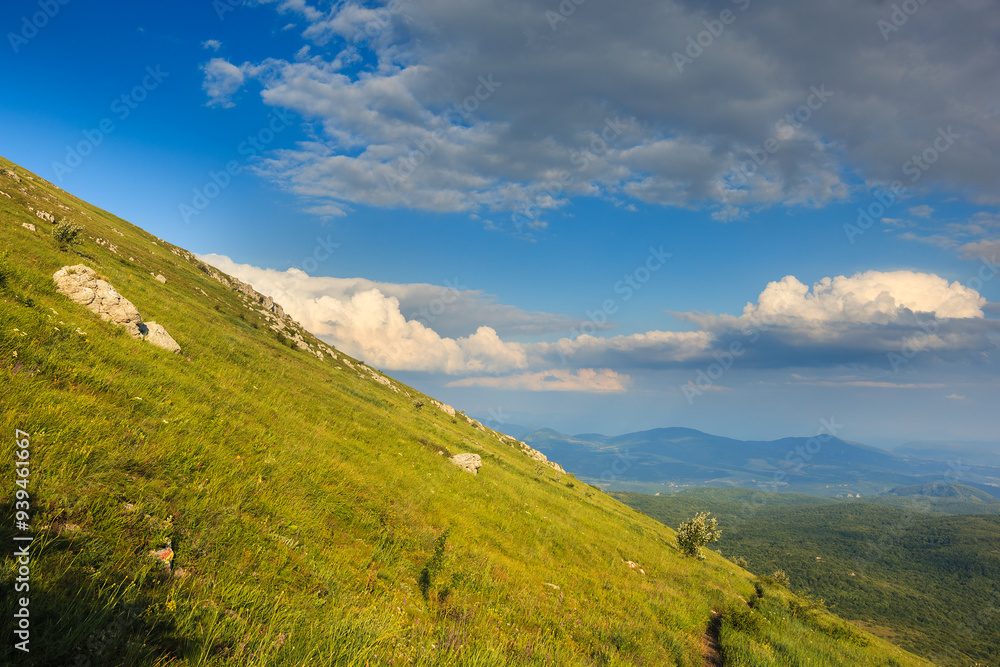 Scenic view of hills on the path to Šiljak, mountain Rtanj, Serbia Scenic view of hills on the path to Šiljak, mountain Rtanj, Serbia
