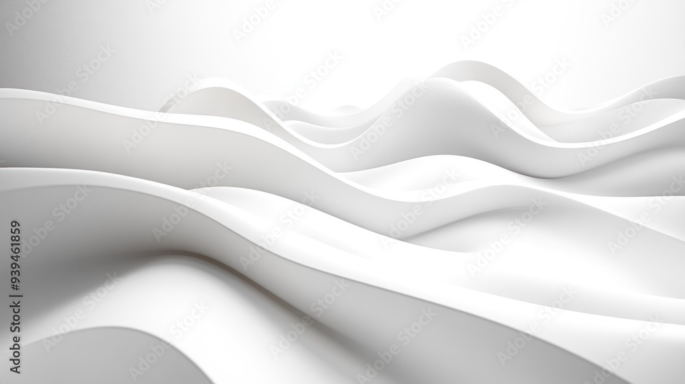 Fototapeta premium Abstract White Curved Surface with Smooth Transitions