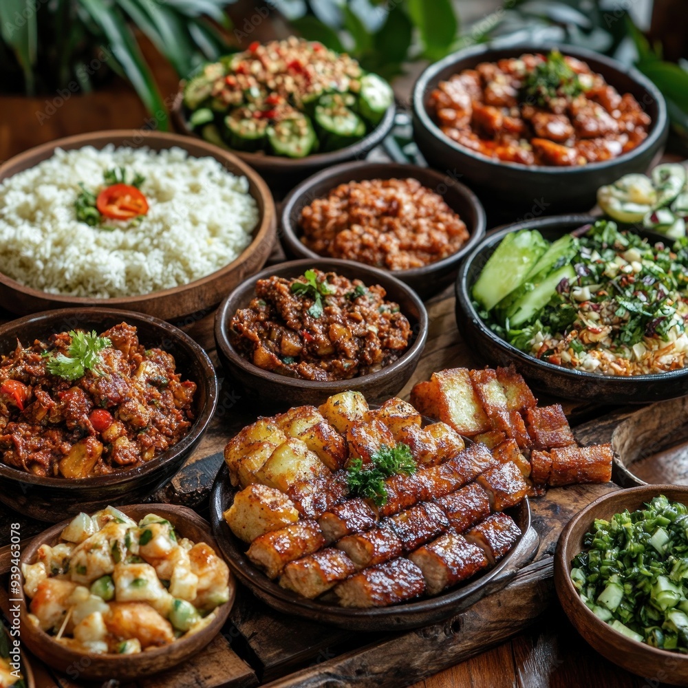 A Table Full of Delicious Food - Illustration A Table Full of Delicious Food - Illustration